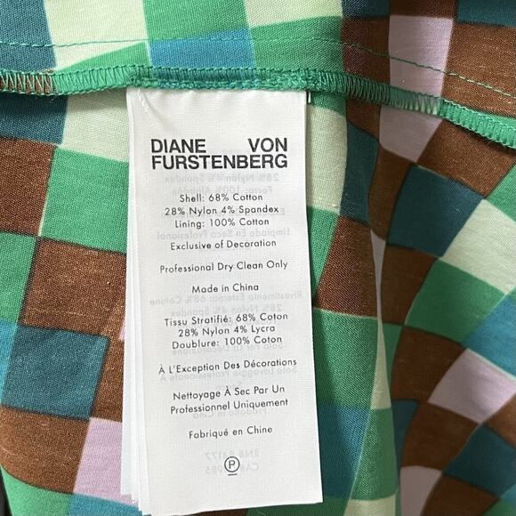 Diane von Furstenberg Krystel Belted Poplin Midi Dress Size 6 Check Retro 50s - Picture 5 of 5